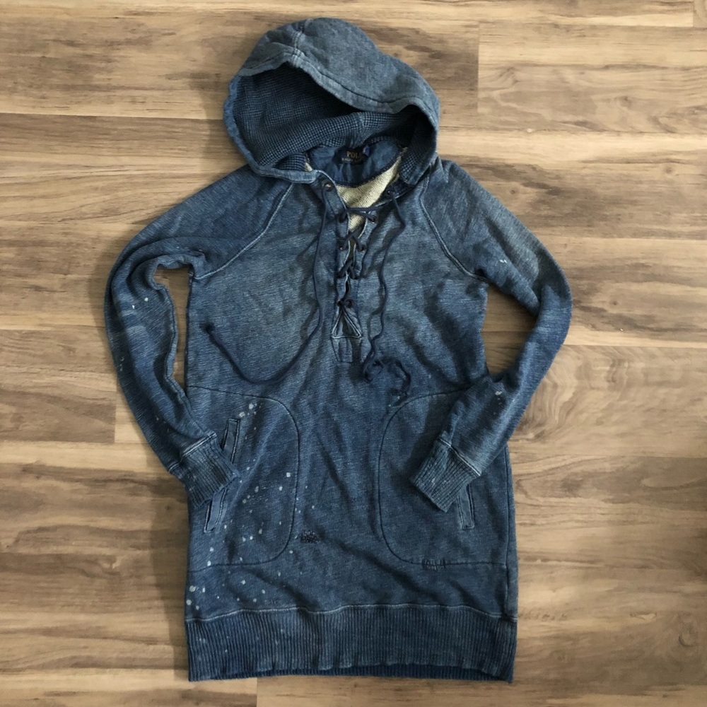 Polo Ralph Lauren Distressed Indigo Tunic Sweater